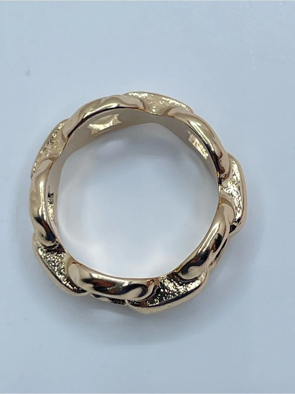 Gold Chunky Chain Link Look Stacking Ring Size 7.5 Modern Statement